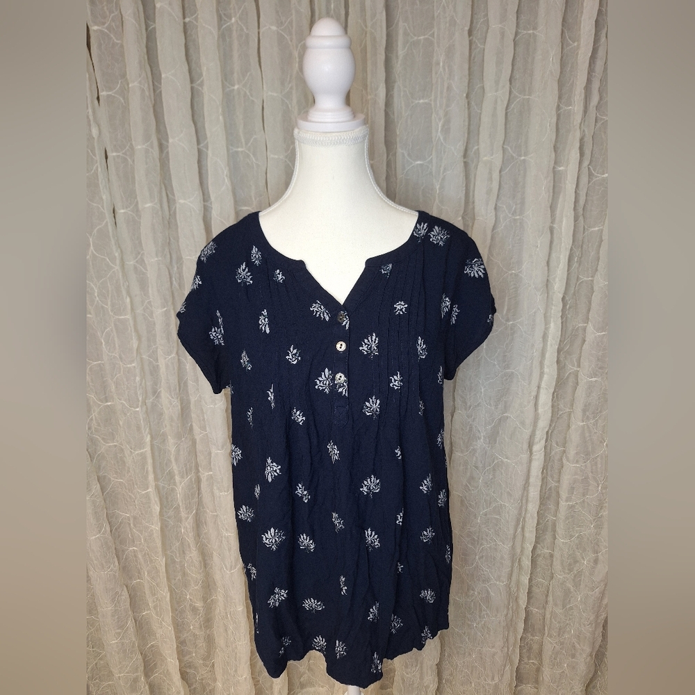 Sonoma Dark Blue 100% Rayon Boho Blouse